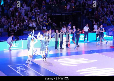 Bologna, Italia. 20th luglio 2022. Team Italia durante il Volley Nations League - Man - Italy vs Netherlands, Volley Intenationals in Bologna, Italy, July 20 2022 Credit: Independent Photo Agency/Alamy Live News Foto Stock