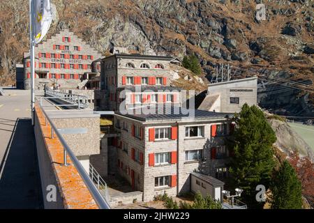 Lo storico Alpine Hotel Grimsel Hospiz vicino a Guttannen in Vallese in Svizzera Foto Stock