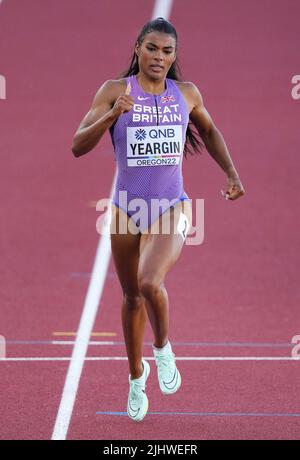 Nicole Yeargin della Gran Bretagna durante la semifinale femminile del 400m il sesto giorno del Campionato Mondiale di Atletica a Hayward Field, Università dell'Oregon negli Stati Uniti d'America. Data foto: Mercoledì 20 luglio 2022. Foto Stock