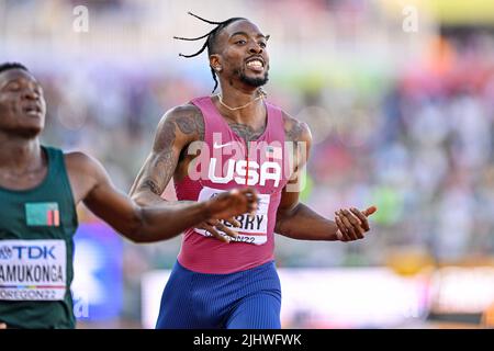 Eugene, Stati Uniti. 20th luglio 2022. EUGENE, STATI UNITI - LUGLIO 20: Michael Cherry of USA che gareggia su Men's 400m durante il World Athletics Championships il 20 luglio 2022 a Eugene, Stati Uniti (Foto di Andy Astfalck/BSR Agency) Atletiekunie Credit: Orange Pics BV/Alamy Live News Foto Stock