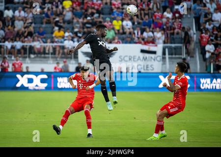 Washington, Stati Uniti. 20th luglio 2022. Il difensore Unito della DC Gaoussou Samakea testa una palla durante una partita amichevole DC United vs FC Bayern Munich International Club, all'Audi Field, a Washington, DC, il mercoledì, Luglio 20, 2022. (Graeme Sloan/Sipa USA) Credit: Sipa USA/Alamy Live News Foto Stock