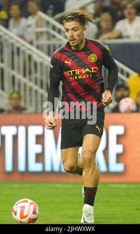 Houston, Stati Uniti. 20th luglio 2022. Il Manchester City's Jack Grealish durante una partita prematura allo stadio NRG di Houston, Texas, mercoledì 20 luglio 2022. (Foto di Justin Hartojo/Sipa USA) Credit: Sipa USA/Alamy Live News Foto Stock