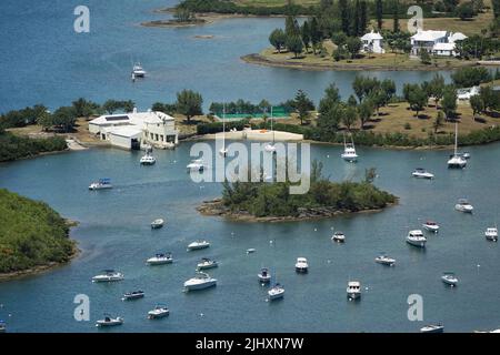 Una vista panoramica delle navi a Cross Bay, Southampton Parish, Bermuda Foto Stock