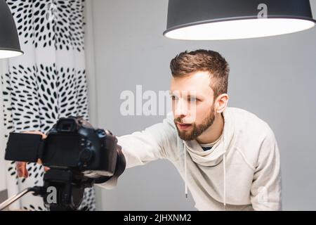 concetto di backstage del processo di creazione video Foto Stock