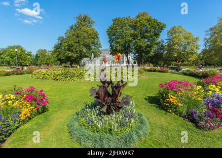 Aiuole di fiori nella Garden Society di Gothenburg Foto Stock