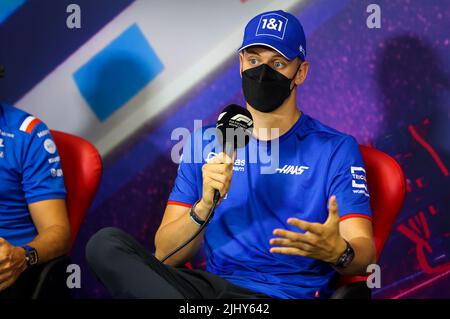 Le Castellet, Francia. 21st luglio 2022. SCHUMACHER Mick (ger), Haas Team F1, ritratto durante la conferenza stampa che precede il Gran Premio di Francia di Formula 1 Lenovo, Gran Premio di Francia 2022, 12th round del Campionato Mondiale di Formula uno FIA 2022 dal 22 al 24 luglio 2022 sul circuito Paul Ricard, a le Castellet, Francia - Foto Antonin Vincent/DPPI Credit: DPPI Media/Alamy Live News Foto Stock