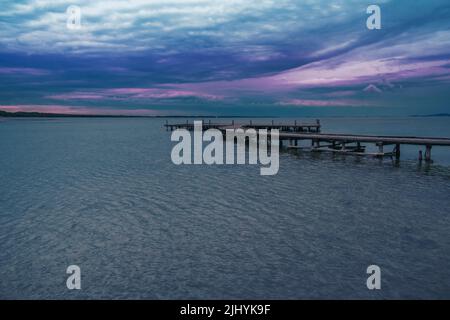 La laguna di Narta e l'isola di Zvernec, Vlore, Albania Foto Stock