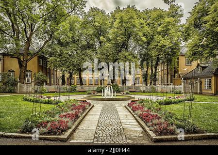 Un bel colpo del giardino reale a Stiftsgarden a Trondheim, Norvegia Foto Stock