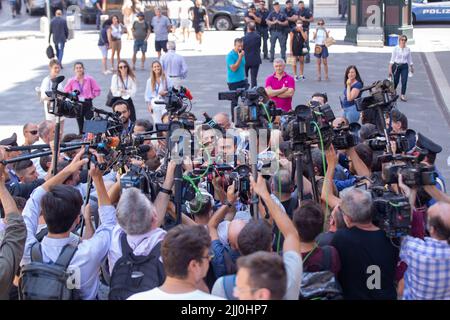 Roma, Italia. 21st luglio 2022. Luigi di Maio incontra i giornalisti presso Palazzo di Montecitorio a Roma, durante la crisi governativa (Credit Image: © Matteo Nardone/Pacific Press via ZUMA Press Wire) Foto Stock