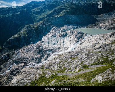 Il Ghiacciaio in cima al Furka e al passo Grimsel in Svizzera Foto Stock