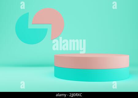 Astratto sfondo pastello minimo. Piedistallo cilindrico o podio con forma geometrica per l'esposizione dei prodotti. 3d illustrazione Foto Stock