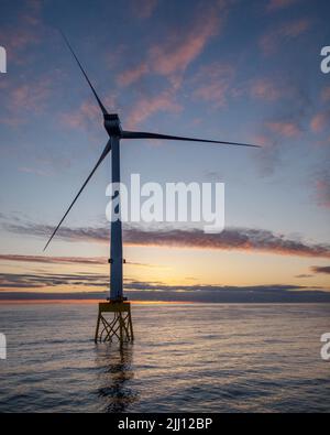 Veritas nasale, turbina eolica nel mare settentrionale sul progetto di Sagreen. Foto Stock