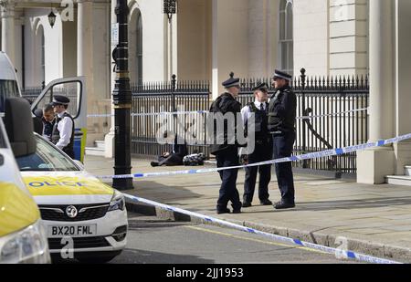 Londra, Inghilterra, Regno Unito. Poliziotti metropolitani in un incidente nel centro di Londra Foto Stock