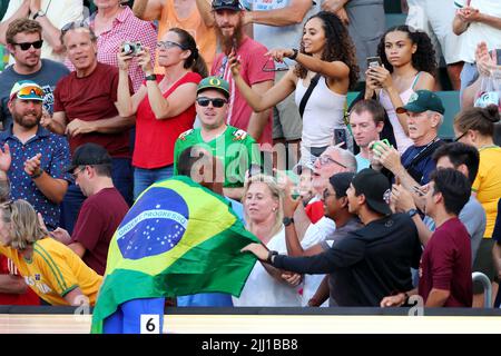 Hayward Field, Eugene, Oregon, USA. 19th luglio 2022. General view, 19 LUGLIO 2022 - Atletica : IAAF World Championships Oregon 2022 Men's 400m Hurdles Final at Hayward Field, Eugene, Oregon, USA. Credit: Naoki Nishimura/AFLO SPORT/Alamy Live News Foto Stock