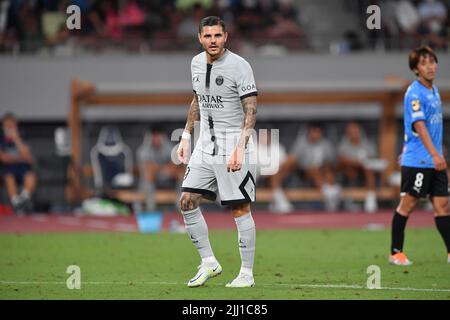 Mauro Icardi del PSG durante la preseason partita di calcio amichevole tra Paris Saint-Germain e Kawasaki Frontale allo Stadio Nazionale di Tokyo, Giappone, 20 luglio 2022. (Foto di AFLO) Foto Stock