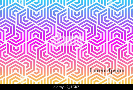 forma astratta del poligono di colore dell'arcobaleno, sfondo della trama geometrica, illustrazione di swirl, disegno di linea Foto Stock