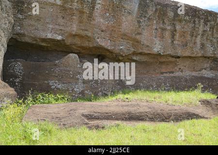 Cava di Rano Raraku, Isola di Pasqua, Cile Foto Stock