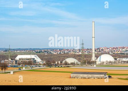 Centrale nucleare di Neckarwestheim, Baden-Württemberg, Germania, 23 marzo 2011. Foto Stock