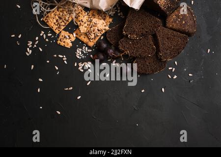 Composizione alimentare di prodotti di pane Foto Stock