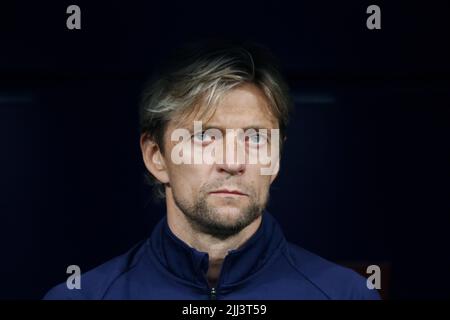 San Pietroburgo, Russia. 22nd luglio 2022. Anatoly Tymoshchuk, allenatore di Zenit visto durante la partita di calcio della Premier League russa tra Zenit San Pietroburgo e Krylia Sovetov Samara alla Gazprom Arena. Punteggio finale; Zenit 3:0 Krylia Sovetov. Credit: SOPA Images Limited/Alamy Live News Foto Stock