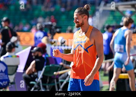 Oregon, Stati Uniti. 22nd luglio 2022. Campionati mondiali di atletica Oregon22 - Day Six EUGENE, OREGON - 20 LUGLIO: Gli atleti gareggiano il sesto giorno dei campionati mondiali di atletica Oregon22 a Hayward Field il 20 luglio 2022 a Eugene, Oregon.EUGENE, STATI UNITI - 22 LUGLIO: Rutger Koppelaar dei Paesi Bassi che gareggia sulla volta del polo maschile durante i Campionati mondiali di atletica il 22 luglio 2022 a Eugene, Stati Uniti (Foto di Andy Astfalck/BSR Agency) Atletiekunie Credit: Orange Pics BV/Alamy Live News Foto Stock