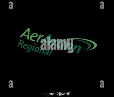 Aer Arann, logo ruotato, sfondo nero B. Foto Stock