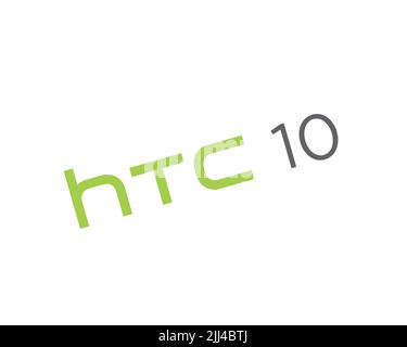 HTC 10, logo ruotato, sfondo bianco Foto Stock