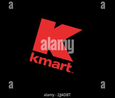 Kmart, logo ruotato, sfondo nero B. Foto Stock