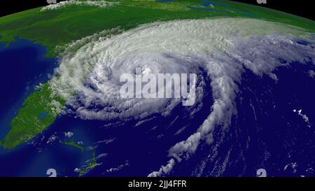 Hurricane Floyd, una forte tempesta di Categoria 4 appena timida di Categoria 5, che si sposta verso l'alto la costa orientale degli Stati Uniti il 14 settembre 1999 prima di fare la caduta a Cape Fear, Carolina del Nord. Foto Stock