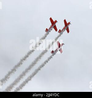 KAUNAS / LITUANIA - 10 agosto 2019: Squadra aerobica lituana ANBO che vola in mostra a 100 anni di aviazione lituana Air show in Aleksotas Airfield Foto Stock