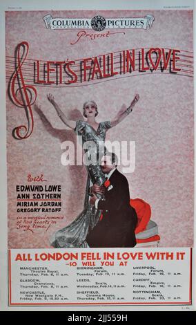 EDMOND LOWE e ANN SOTHERN in LET'S FALL IN LOVE 1933 regista DAVID BURTON storia e sceneggiatura Herbert Fields testi e musica Harold Arlen Costume design Robert Kaloch Columbia Pictures Foto Stock