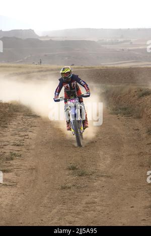 San Blas, Teruel, Aragon, Spagna, luglio 22, 2022, tappa prologo del Baja Aragon, la corsa di rally in terre semi-desertiche, con alte temperature, inter Foto Stock