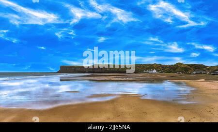 Saltburn-by-the-Sea, amo questa grande spiaggia aperta quando la marea ir lontano. Foto Stock