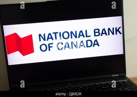 KONSKIE, POLONIA - 21 luglio 2022: Il logo della National Bank of Canada viene visualizzato sullo schermo del computer portatile Foto Stock