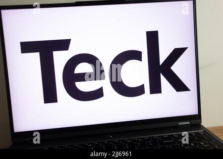 KONSKIE, POLONIA - 21 luglio 2022: Visualizzazione del logo aziendale Teck Resources Limited sullo schermo del computer portatile Foto Stock