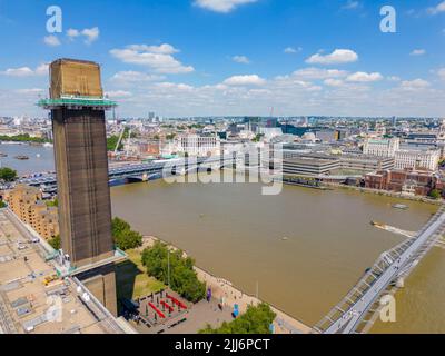 Vista aerea di Tate Modern e del Tamigi di Londra Foto Stock