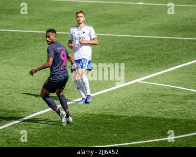 Ex internazionale Isaac Kiese Thelin nr 9 giocando per Malmö FF contro IFK Norrköping Foto Stock