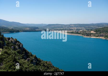 El grado Reservoir e diga idroelettrica, Huesca, Spagna Foto Stock