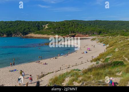 Tramonto Cala in es Tancats. Minorca. Spagna Foto Stock