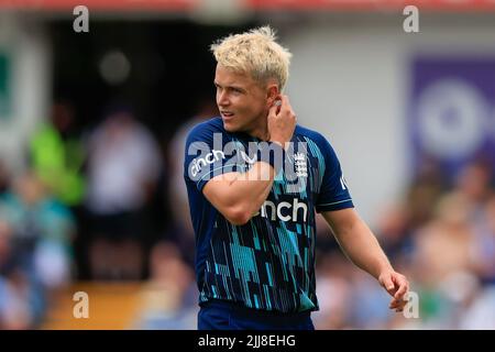 Leeds, Regno Unito. 24th luglio 2022. Sam Curran of England a Leeds, Regno Unito, il 7/24/2022. (Foto di Conor Molloy/News Images/Sipa USA) Credit: Sipa USA/Alamy Live News Foto Stock