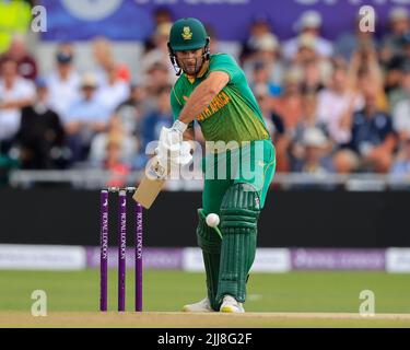 Leeds, Regno Unito. 24th luglio 2022. Janneman Malan batting for South Africa Credit: News Images LTD/Alamy Live News Foto Stock