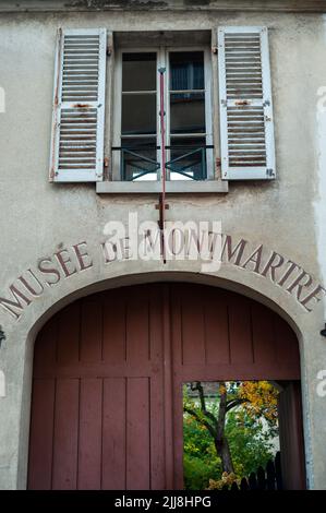 Parigi, Francia, dettaglio, segnale, porta anteriore, Musée de Montmartre, Museo, quartiere di Montmartre, Foto Stock