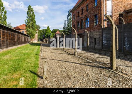Campo di concentramento di Auschwitz-Birkenau. Oswiecim, Polonia, 17 luglio 2022 Foto Stock