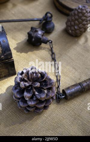 Dettaglio dell'antica arma medievale, guerra Foto Stock