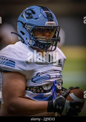 Azione calcistica con Sandpoint vs Skyline High School a Mosca, Idaho. Foto Stock