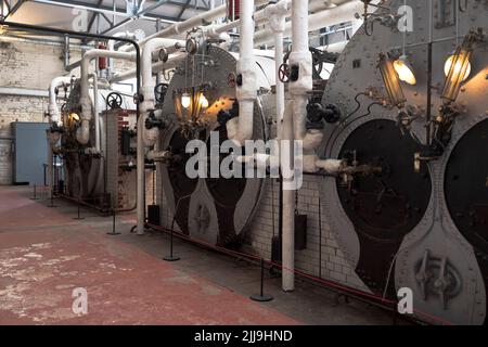 dh Lyness Scapa Flow Museum HOY ORKNEY Centro visitatori Musei Navali pompe olio in tempo di guerra caldaie Foto Stock