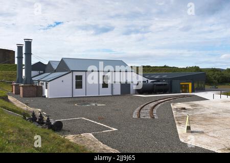 dh Lyness Scapa Flow Museum HOY ORKNEY Centro visitatori Musei ingresso pompa olio capannone Foto Stock