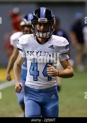 Azione calcistica con Sandpoint vs Skyline High School a Mosca, Idaho. Foto Stock