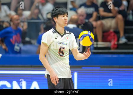 Bologna, Italia. 21th luglio 2022. Volley Nations League 2022 - le finali del quarto corrispondono a Francia e Giappone Foto Stock