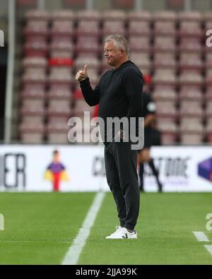 Il manager di Middlesbrough Chris Wilder durante la partita di prima stagione tra Middlesbrough e Olympique de Marseille al Riverside Stadium di Middlesbrough sabato 23rd luglio 2022. (Credit: Mark Fletcher | MI News) Credit: MI News & Sport /Alamy Live News Foto Stock